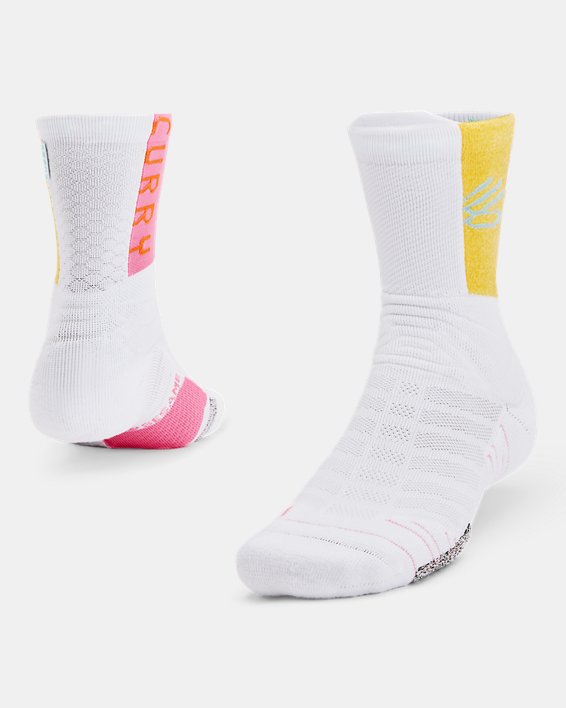 Chaussettes hautes Curry Playmaker unisexes, White, pdpMainDesktop image number 0